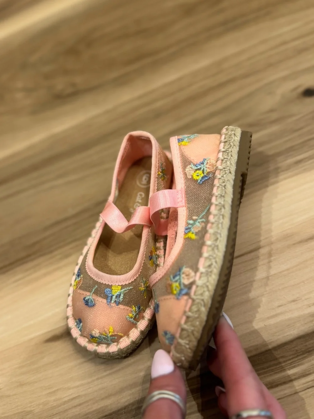 Cat & Jack Pink Floral Mary Jane Espadrilles for Kids toddler size 6